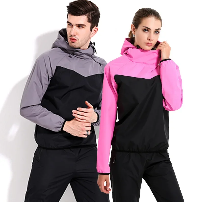 2024 Summer Sauna Suit Men Women Gym Running Set Hoodies Sportswear Fitness Weight Loss Sweating Jogging Training Suit