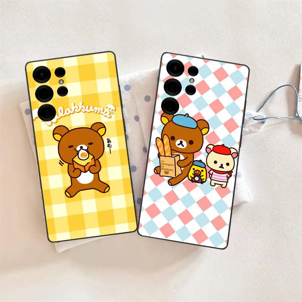 Cartoon Rilakkuma Bear Phone Case For Samsung S 24 fe 25 Ultra plus 20 lite 21 30 22 23 24 22 Ultra 5G Fundas