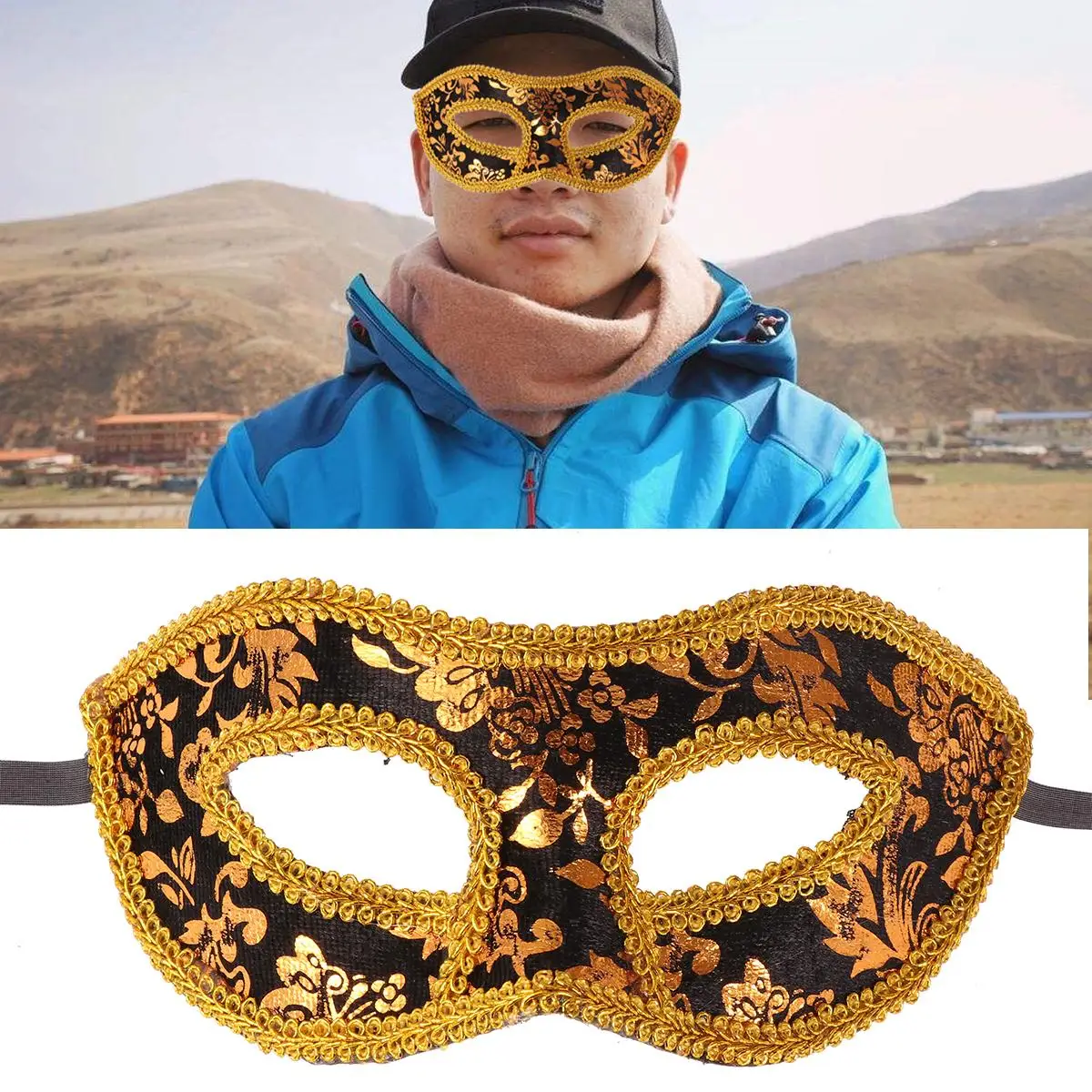 หน้ากากแจ๊สหน้ากากสวมหน้ากากสําหรับผู้ชายปรับริบบิ้นผูกพลาสติกเป็นมิตรกับสิ่งแวดล้อมฮาโลวีนคริสต์มาสเทศกาลพรรคบอลพรหม