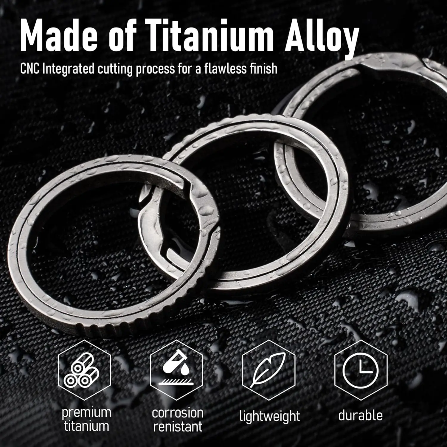 5pcs Small Titanium Side Pushing Keychain Rings, Easy Open Key Chain Ring for Men and Women-0.86 in/10pcs