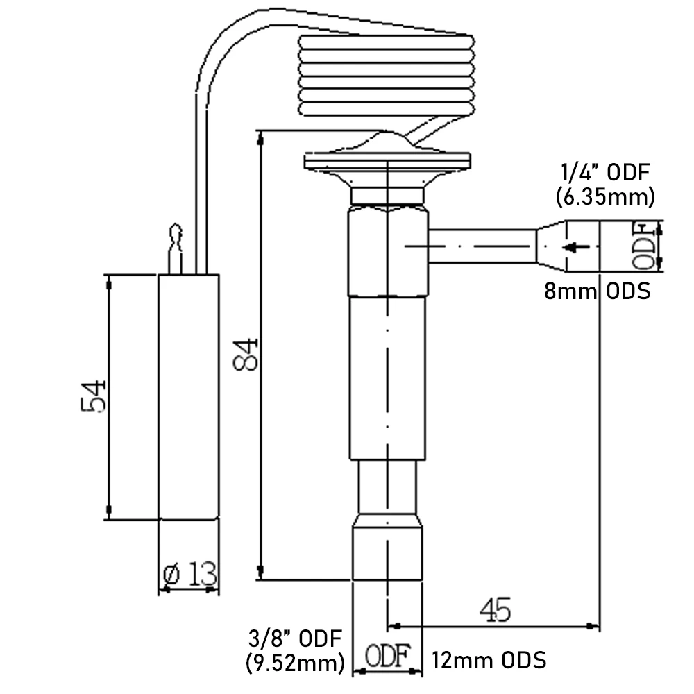 TB-6LC 3kw R290 expansion valve with 3.5K fixed superheat is used in 1HP heat pump water heater or 1.5HP refrigerated cabinets