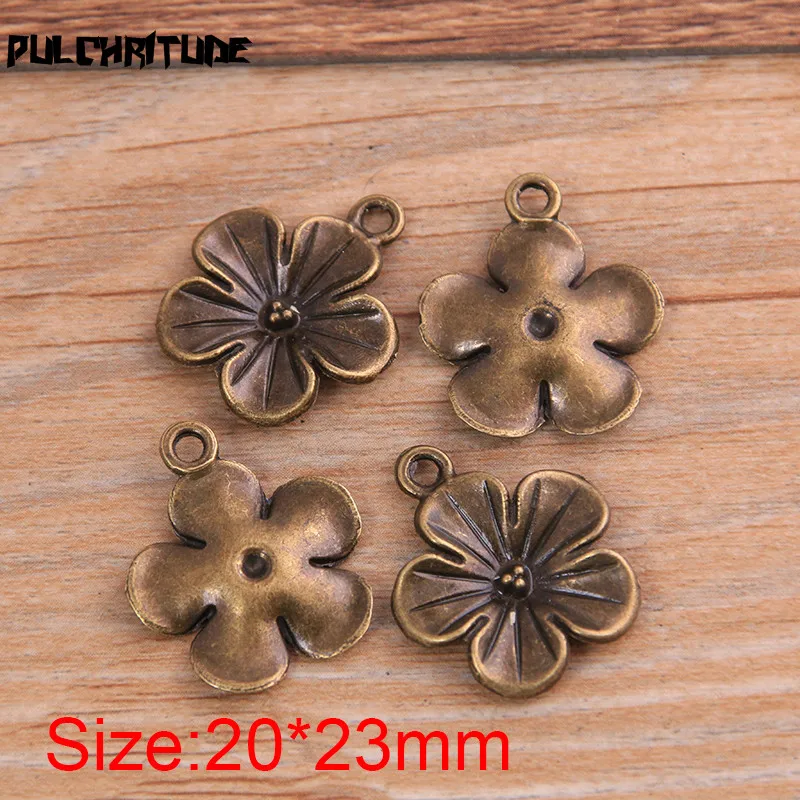 14PCS 20*23mm New Product Two Color Flowers Charms Pendant Jewelry Metal Alloy Jewelry Marking