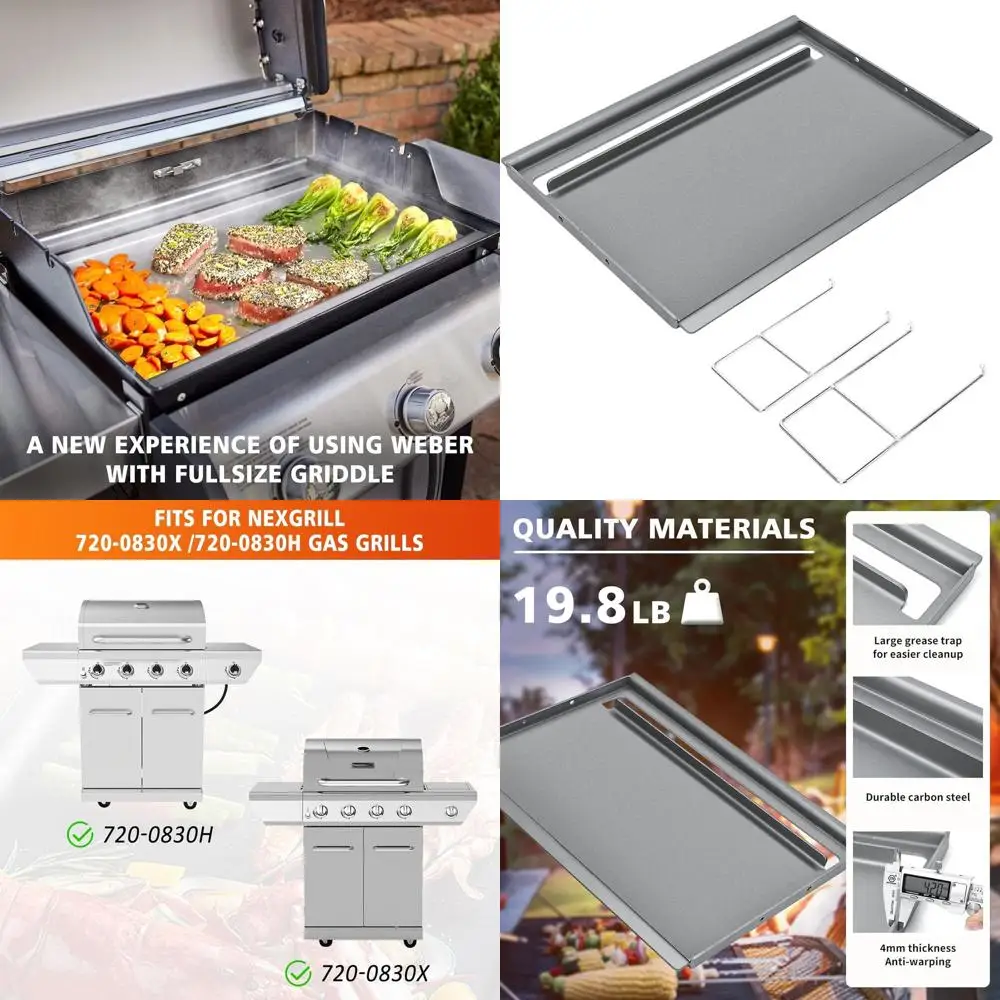 

Чугунная сковорода-гриль 25,6 x 16,7 дюймов для встраивания в верхнюю часть газовых и угольных грилей, подходит для использования на открытом воздухе.