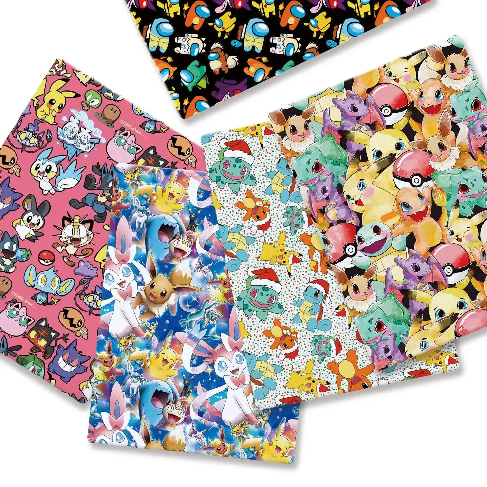 

Ткань с рисунком покемона 140*50 см, ручное шитье, лоскутное шитье, детское платье, домашний лист, ткань с принтом, ткань для шитья детей