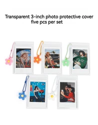 For Fujifilm Instax Mini 8/9/11/12 Series Transparent 3 Inch Photo Pictures Protective Cover Key Chain 5 Pieces Per Set