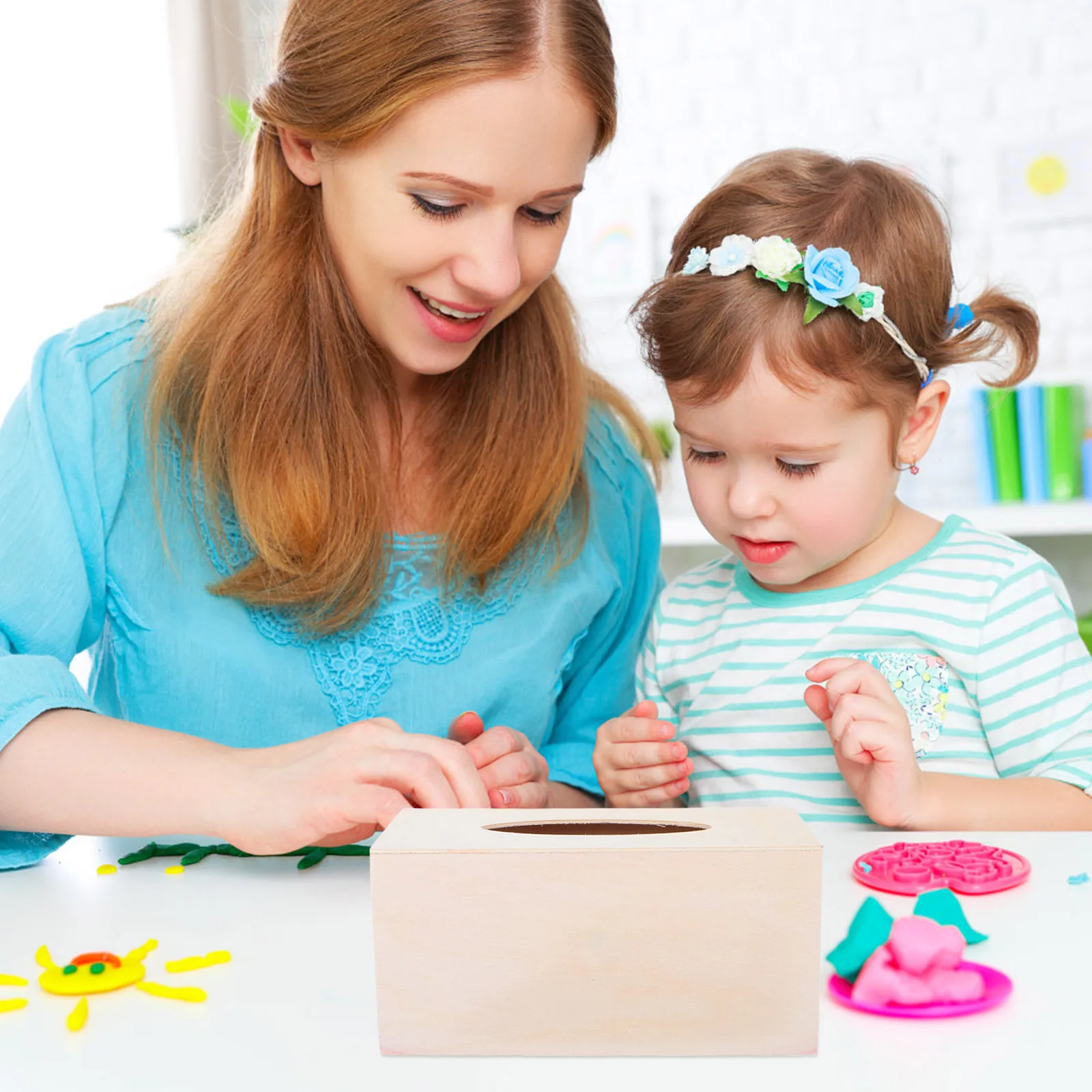 

4pcs Blank Wooden Tissue Box Cover For Clay Crafting Diy Craft Material Paper Towel Holder Storage Case Organizer Home