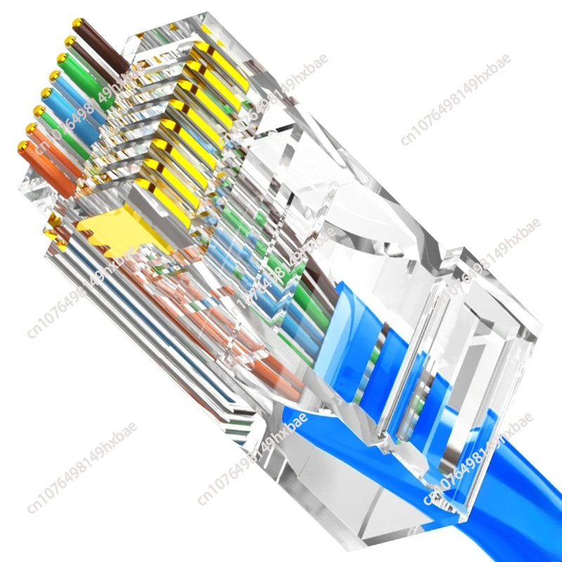 Through-hole Super 567 Network Cable Crystal Head Perforated 8P8C Metal Shielding Penetrating Head RJ45 Network Monitoring