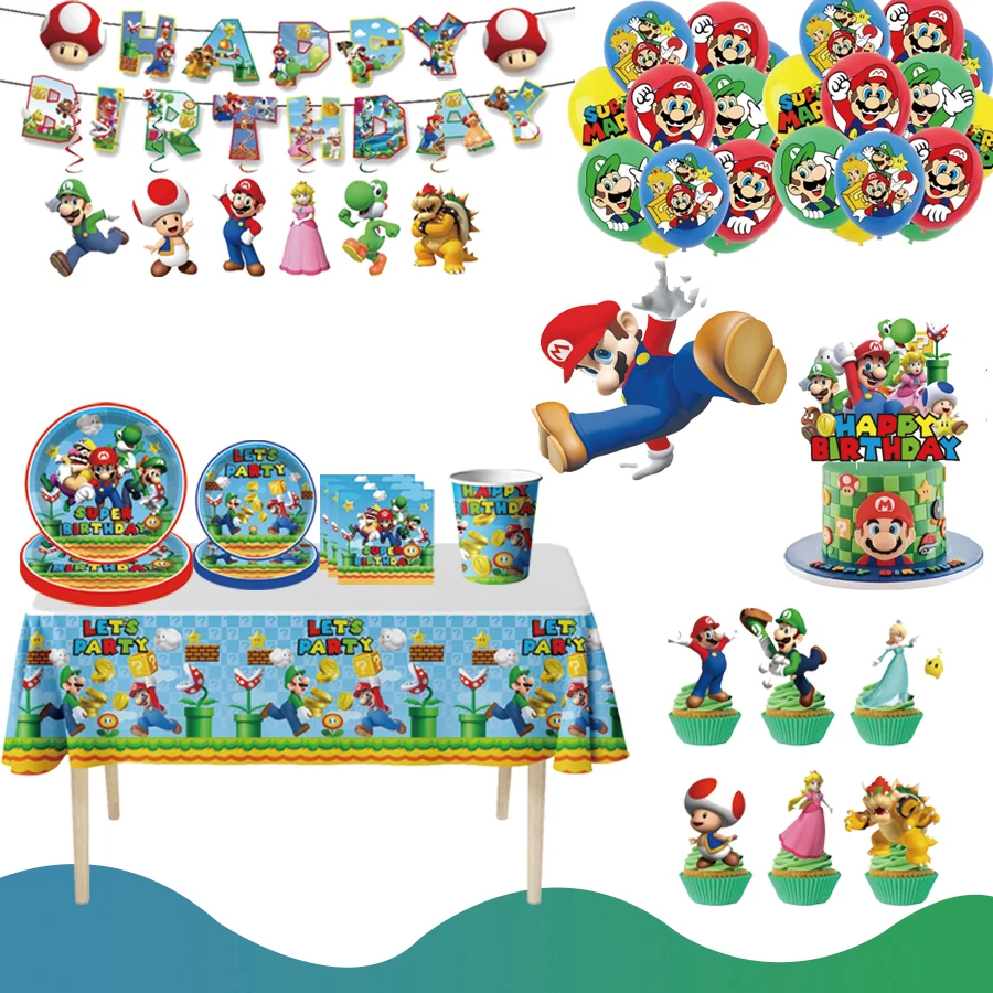 

Super Marios Bro Party Favors Birthday Party Decoration Tableware Paper Plates Gift Stamps Stickers Toys Rewards