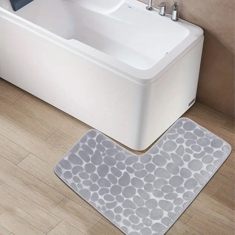 Bathroom Rug, L-Shaped Bath Mat, Non Slip Corner Shower Mat, Water Absorbent Soft Bath Rug, Fluffy Washable Rug Carpet