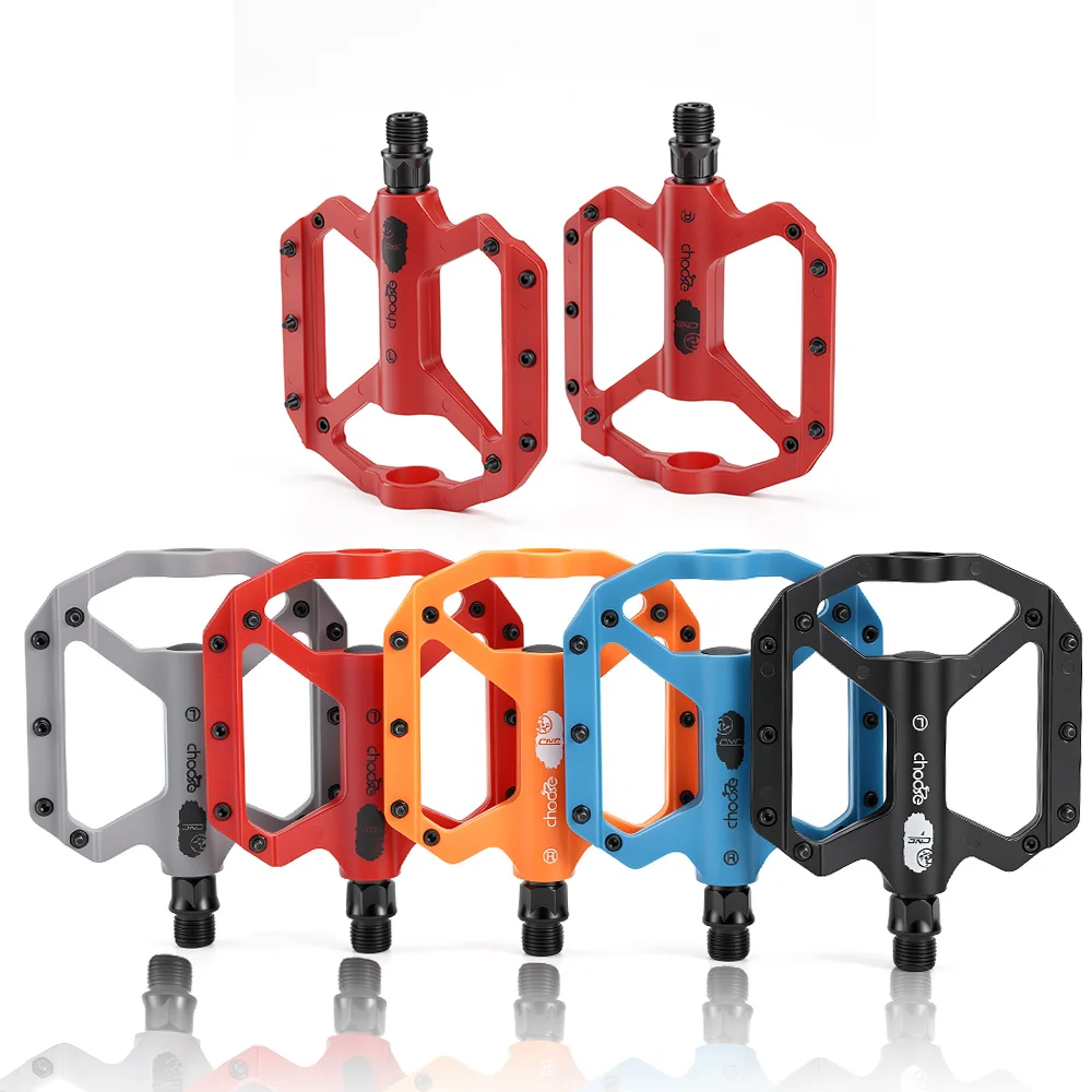 CHOOEE Ultraleichte Nylon-Fahrradpedale mit Gedichteten Lagern, Breite Plattform Rutschfeste Flachpedale für MTB-Rennräder