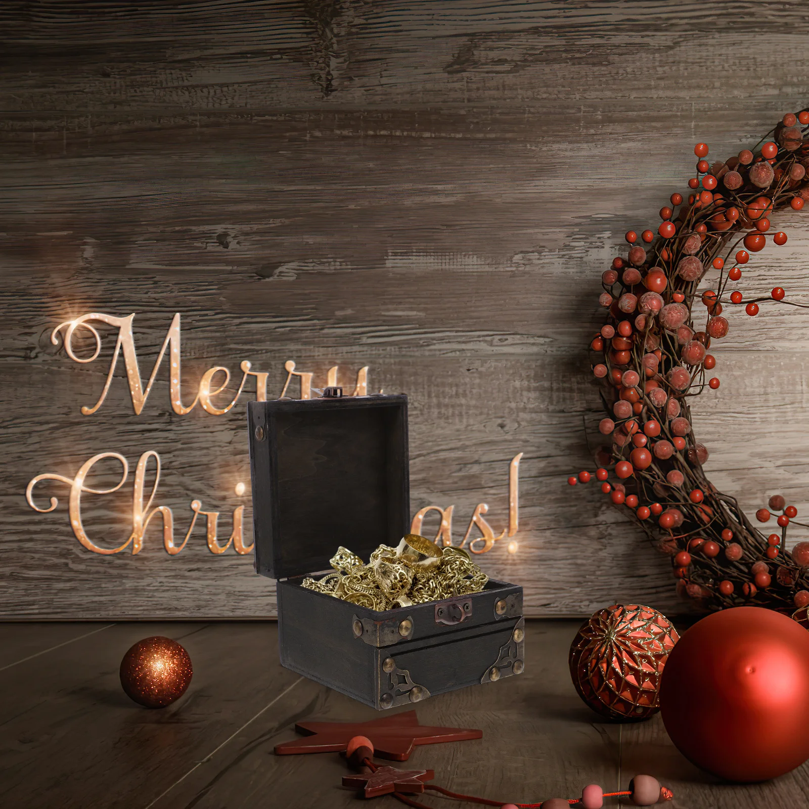 

Vintage Style Wooden Storage Box Retro Jewelry Chest Treasure Case for Home Decoration Keepsake Organizer Wooden Treasure Box