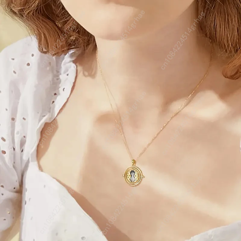 Novo harries potters conversor de tempo colar varinha time turner ampulheta pomo pingente triângulo colar presente aniversário do amigo