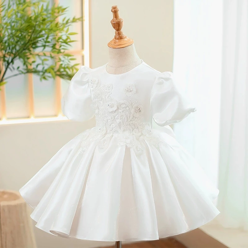 

Платье для девочек на свадьбу, белый костюм принцессы, детское платье для дня рождения, бальное платье для первого причастия, одежда для крещения малышей
