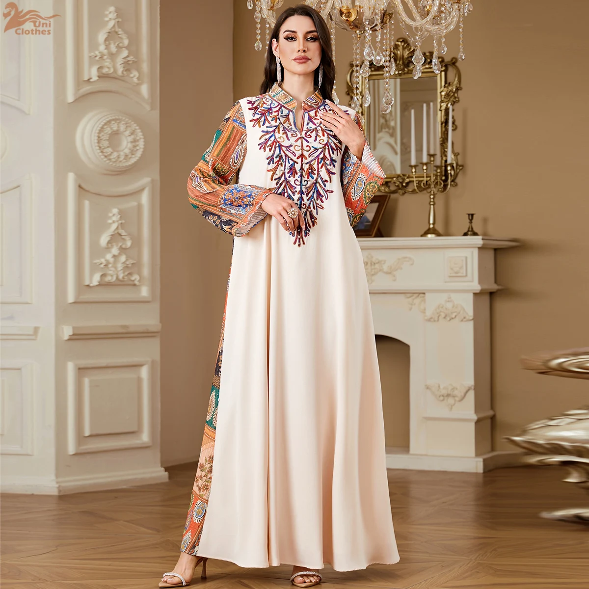 

New Luxury Woman Evening Dress Abaya Morocco Embroidery Woman Abaya Dubai Elegant Beading Kaftan
