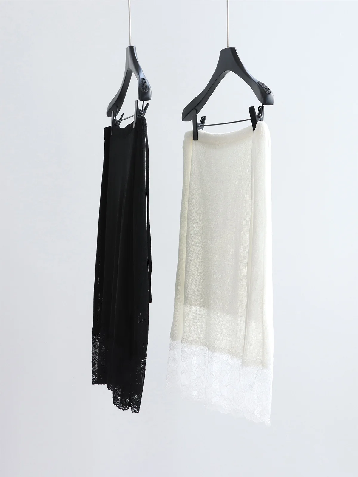 

Dave&di Splicing Lace Hem 26 Spring/summer Linen Knitted Half Skirt With Versatile Lining Lazy Straight Tube Mid Skirt For Wome