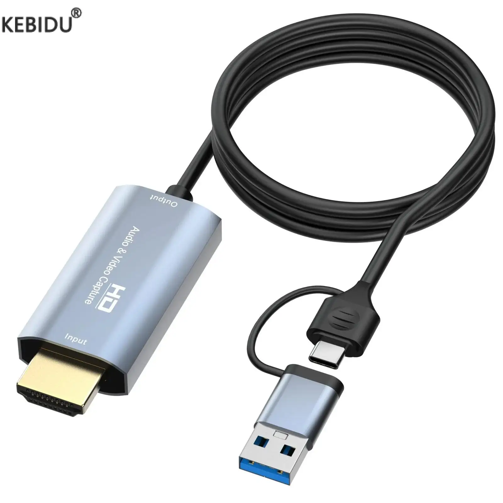 USB3.0 Video Capture 4K HDMI to USB/USB-C HDMI Video Grabber Box for PC Computer Camera Live Stream Record Meeting