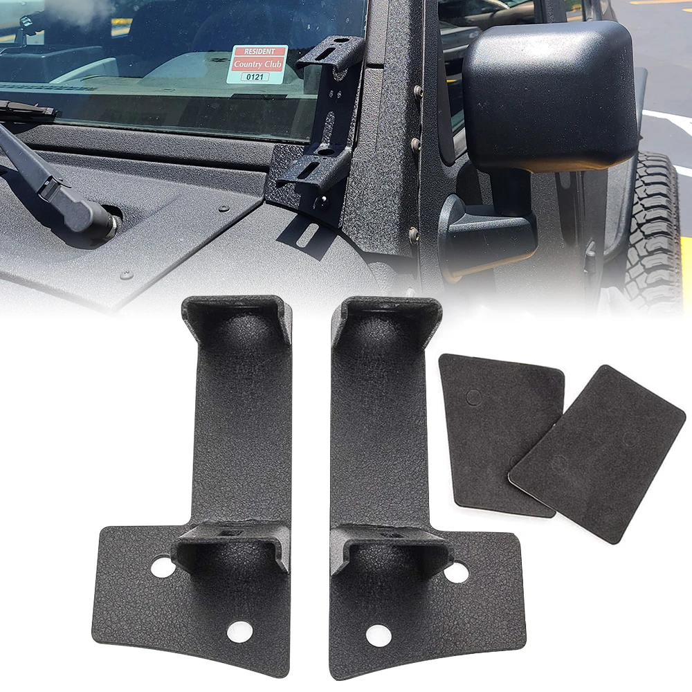 A-Pillar LED Work Light Double-Layer Brackets Dual Lower Windshield Ditch Light Mounting Bracket for Jeep Wrangler JK 2007-2016