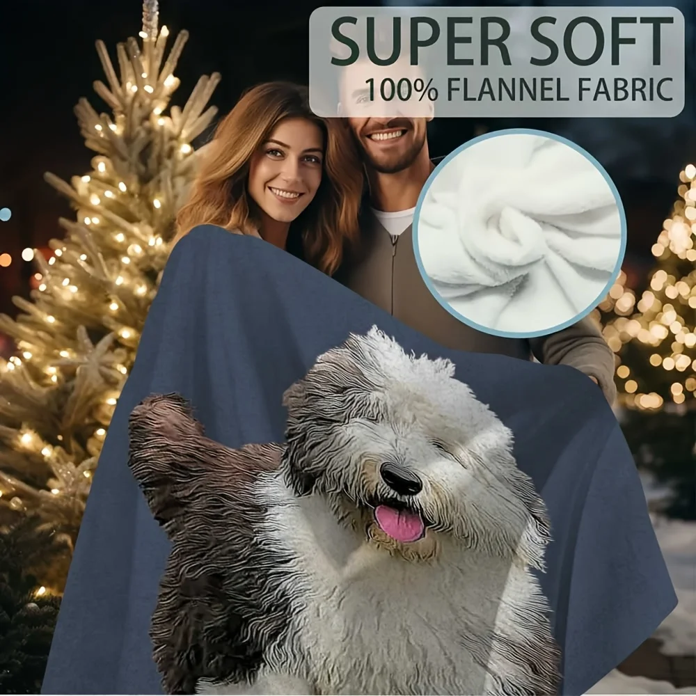 Cozy Dog Portrait Blanket Throw for Sofa Nap Blanket Pet Lover Gift Idea Warm Xmas Throw Blanket for Dog Owner Home Decor