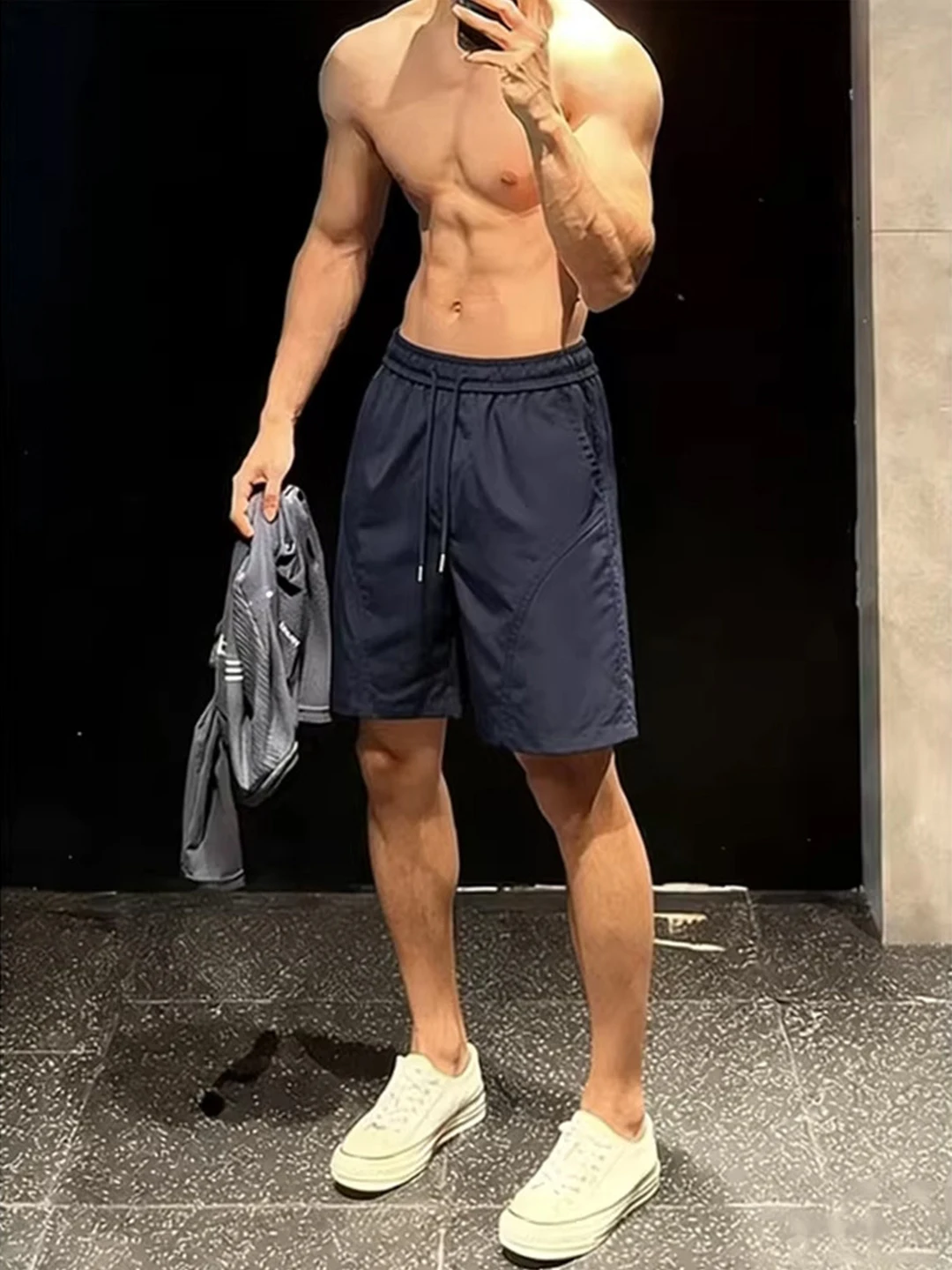 

Quick Dry Sports Shorts Men's Summer American Fitness Pants Outdoor Running Training Diagonal Cut Fourths Youth Active Wear