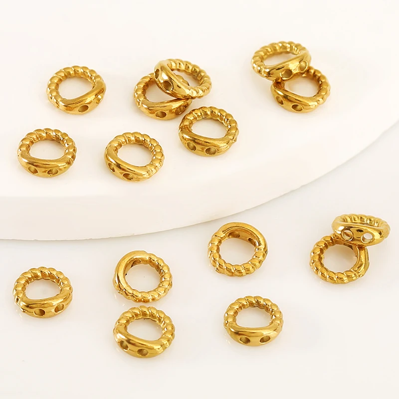 30pcs 5.5mm Stainless Steel Gold Double Hole Wire Hidden Clasps Bracelet Twisted End Connector Hook Supplies for Jewelry Finding - view 2