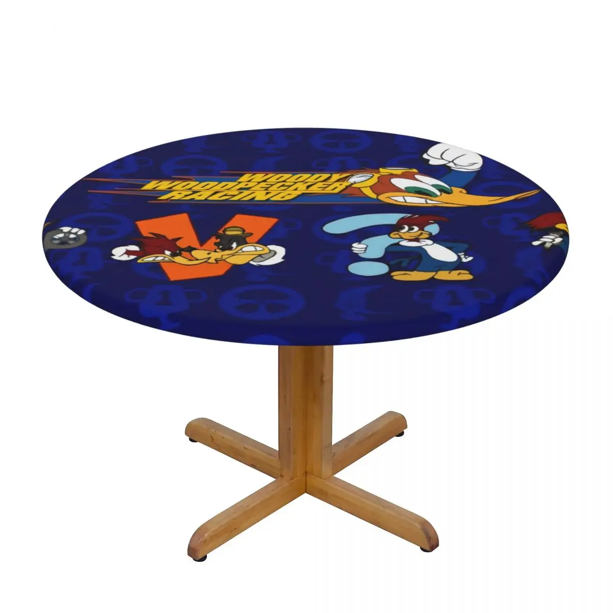 Round Fitted Disney Cartoon Woody Woodpecker Animation Table Cloth Oilproof Tablecloth Table Cover Backed with Elastic Edge