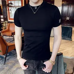 Black T Shirt for Men Plain Clothing Skinny Streetwear Muscles Gym Ordinary Man Tee Shirts Cool Loose Wholesale Aesthetic Xl Top