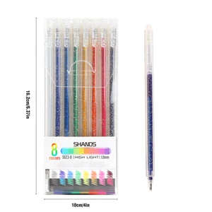 12 cái/18pcs Gel Gel Pen Set với 18 màu mực chắc chắn cho trẻ em màu sắc dành cho trẻ em, nhật ký, vẽ nghệ thuật, cuốn sách Doo 8 Canetos bán hàng chính với độ sáng - №8