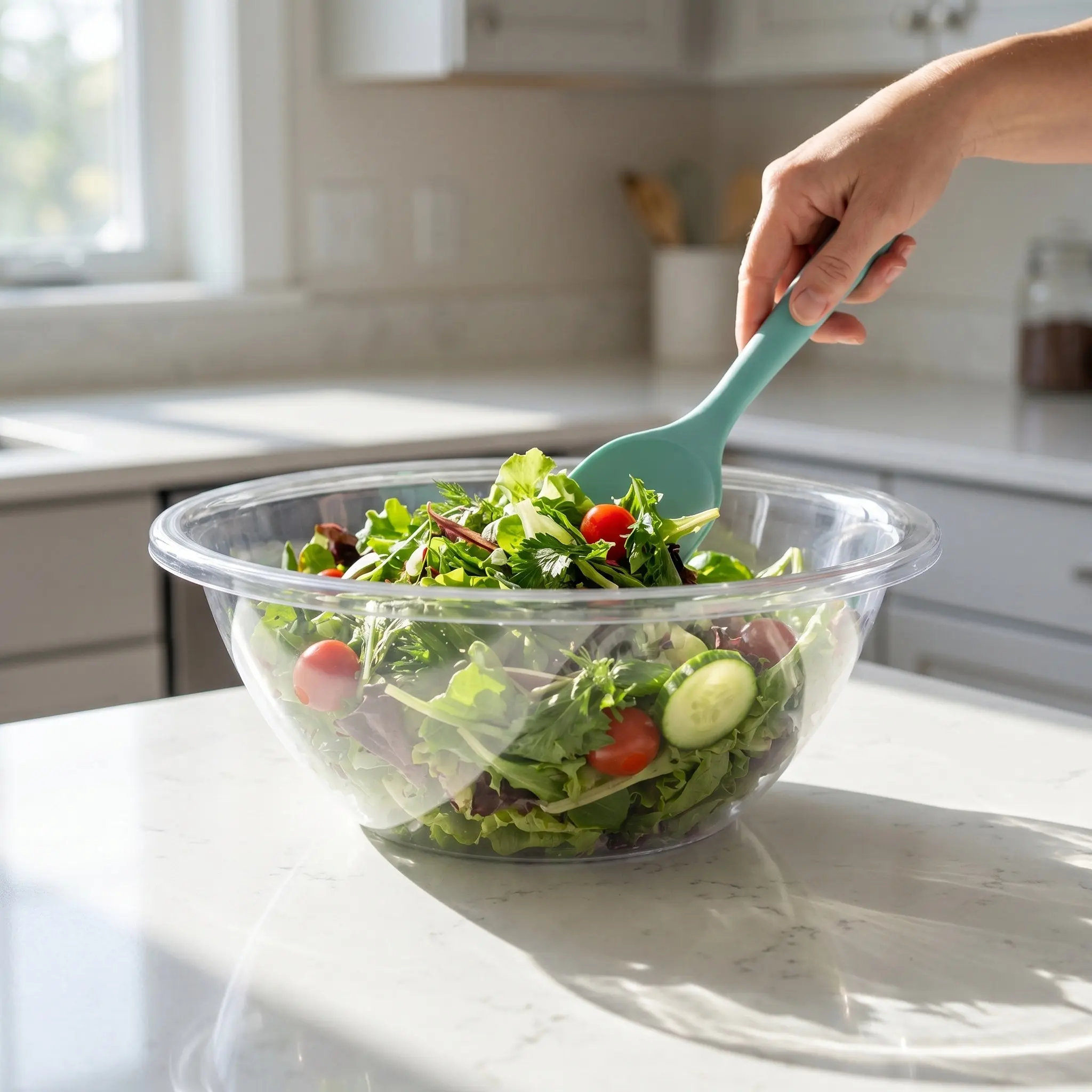 Plastic Mixing Bowls Set with Lids – Clear Deep Baking, Salad & Meal Prep Bowls, Nesting Kitchen Storage