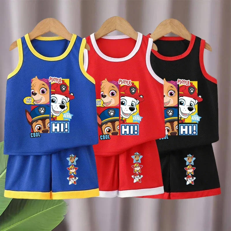 Summer Children's Casual Outfits Boys Breathable Mesh Basketball Clothes Sets Kids Sleeveless Vest and Shorts Two Piece Set New