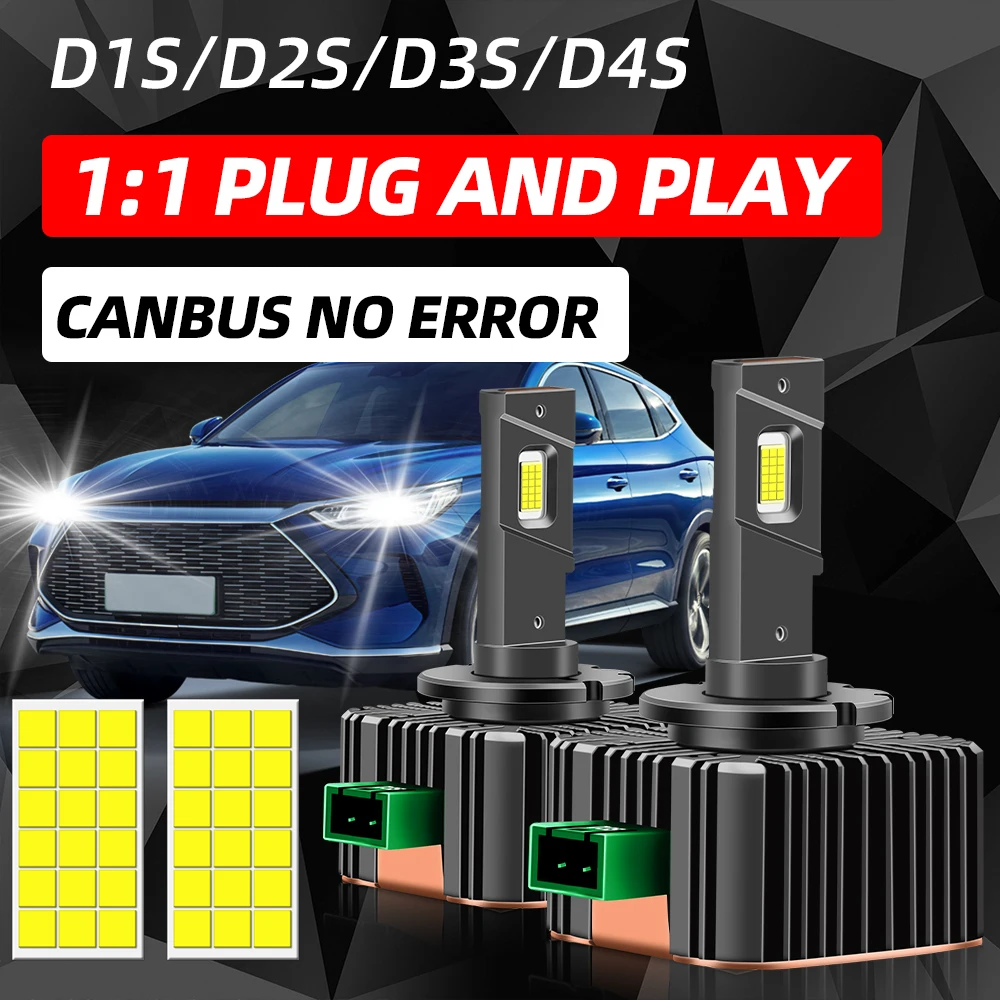 

D1S D3S Светодиодная лампа для фар CANBUS Xenon D2S D4S D1R D2R D3R D4R Turbo 50000LM D5S D5R Автомобильный светильник Супер яркий чип CSP Автомобильная лампа