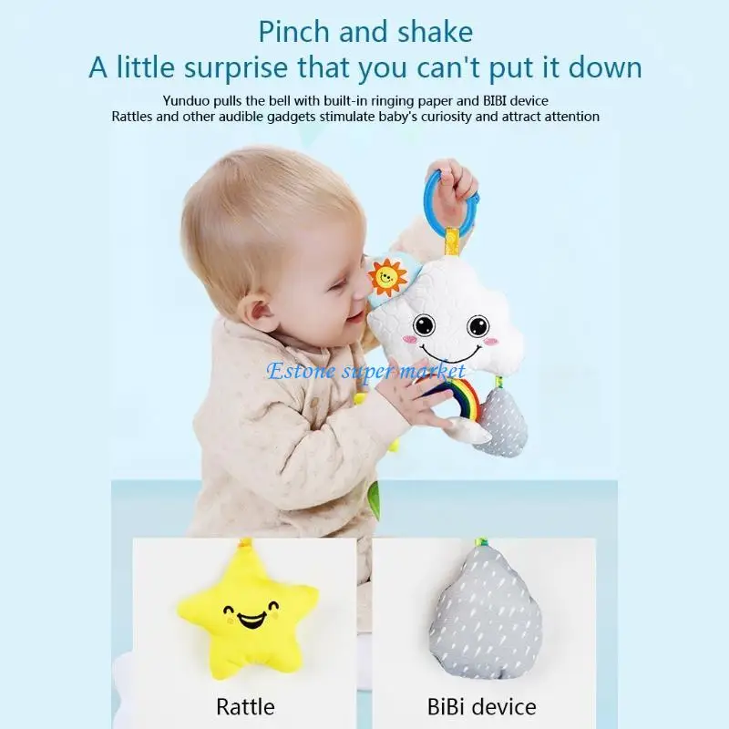 090B Dễ Thương Hình Đám Mây Lục Lạc Xe Đẩy Phụ Kiện Đồ Chơi Giáo Dục Sớm Giường Xung Quanh Đồ PE Làm