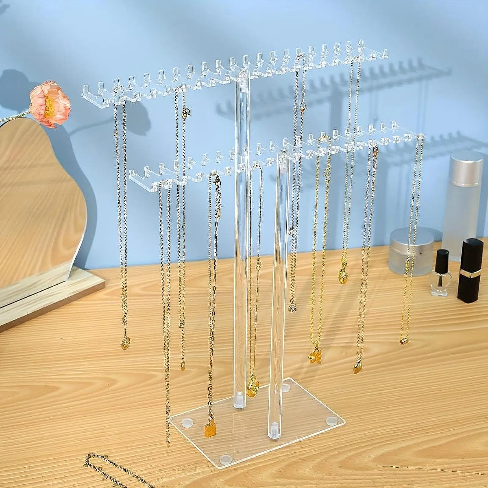 

Necklace Organizer Jewelry Holder Showcase Desktop Multifunctional Clear Acrylic Jewelry Organizer Jewelry Display Rack