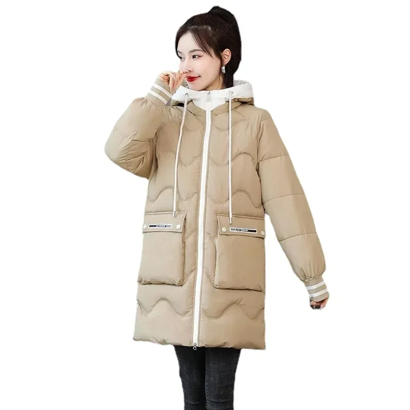 Down Cotton Jacket Women's Parkas 2023 New Winter Hooden Cotton Padded Coat Korean Loose Warm Thicken Coat Windproof Outwear