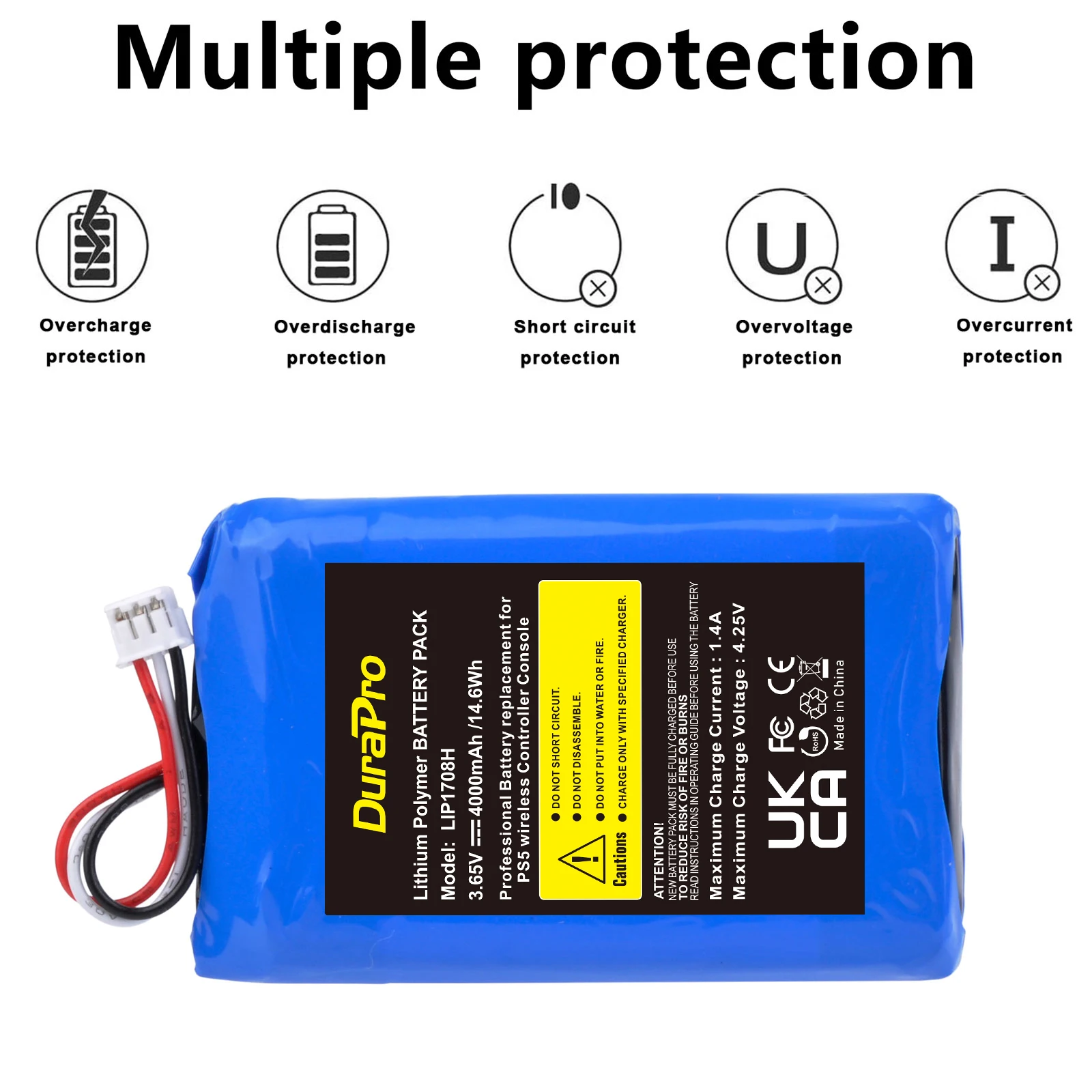 DuraPro 4000mAh PS5 Gamepad Battery for Sony PS5 Controller DualSense Game Controller LIP1708  Battery Accessories