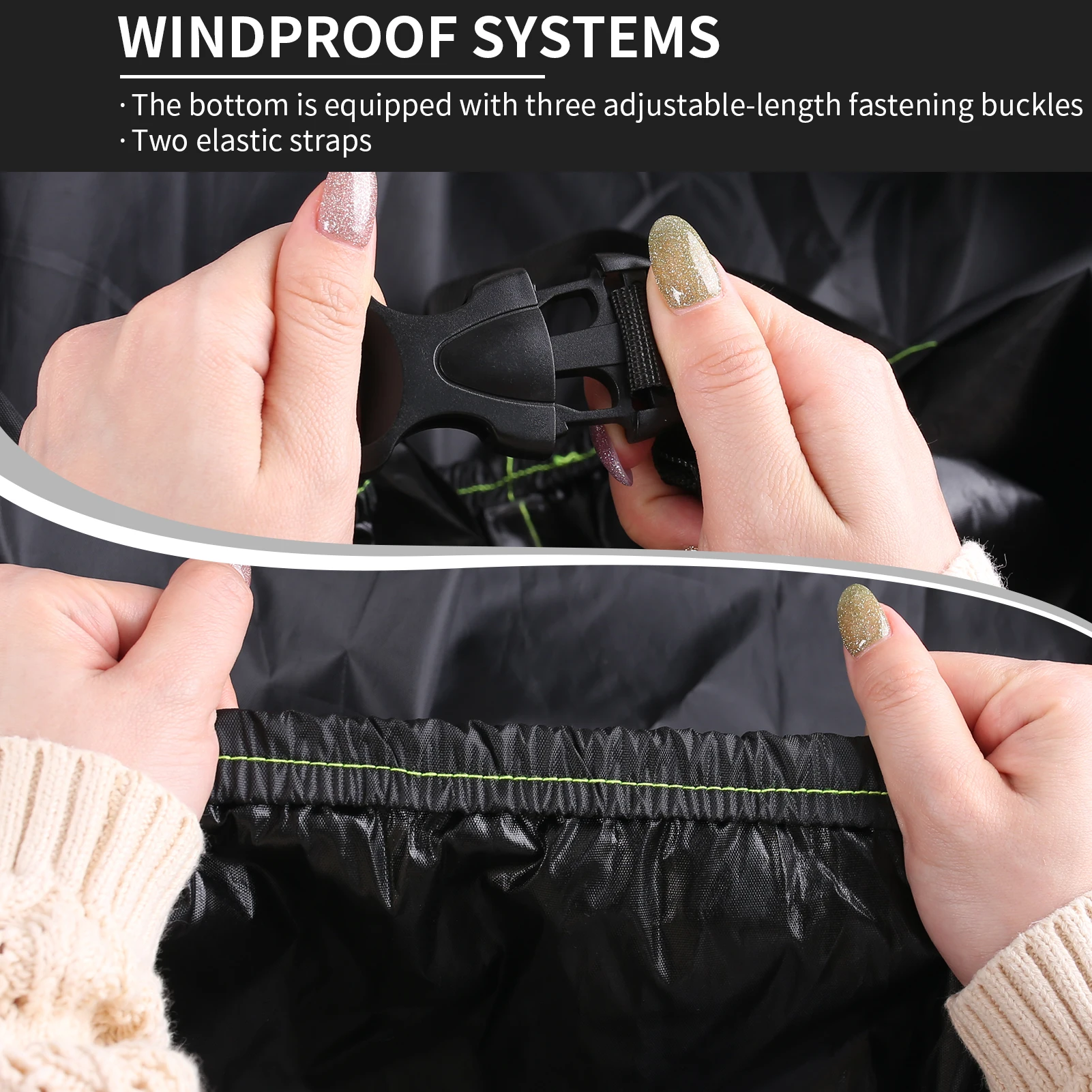 Cover for Mobility Scooter 210D Oxford Electric Scooter Waterproof Rain Cover with Reflective Strips & Buckles & Storage Bag 4