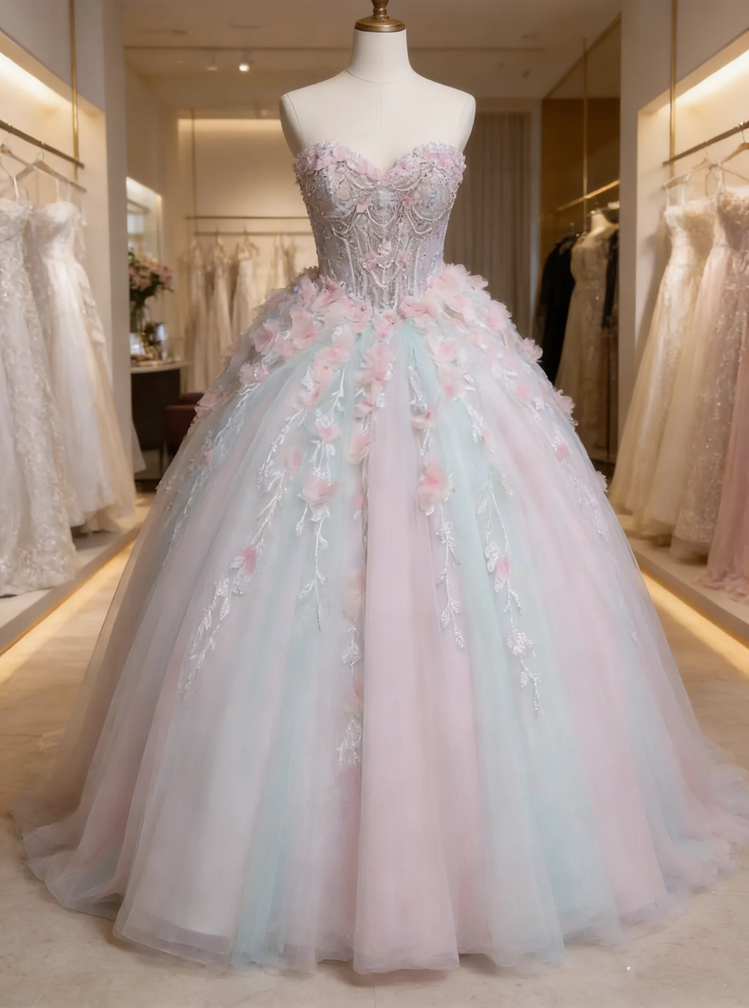 

Charming Princess 15th Girl Quinceanera Dresses Flower Lace Up A Line Long Women Formal Occasion Birthday Party Gown Customized