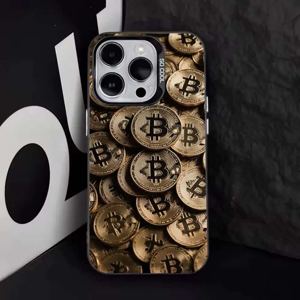 Bitcoin P-Pattern Art Phone Case For iPhone 17,16,15,14,13,12,11,Pro,Max,Plus,E,Air,Mini Black Tpu Cover