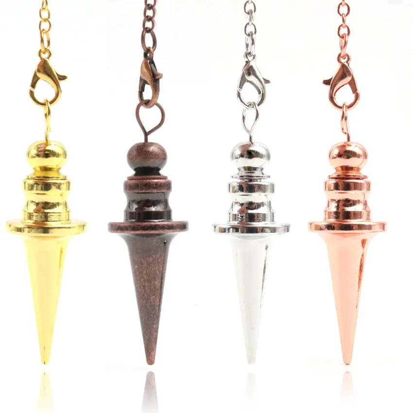 XSM Reiki Healing Long Cone Point Copper Metal Disc Pendulum Pendulum for Dowsing & Divination Chakra Balancing Tool