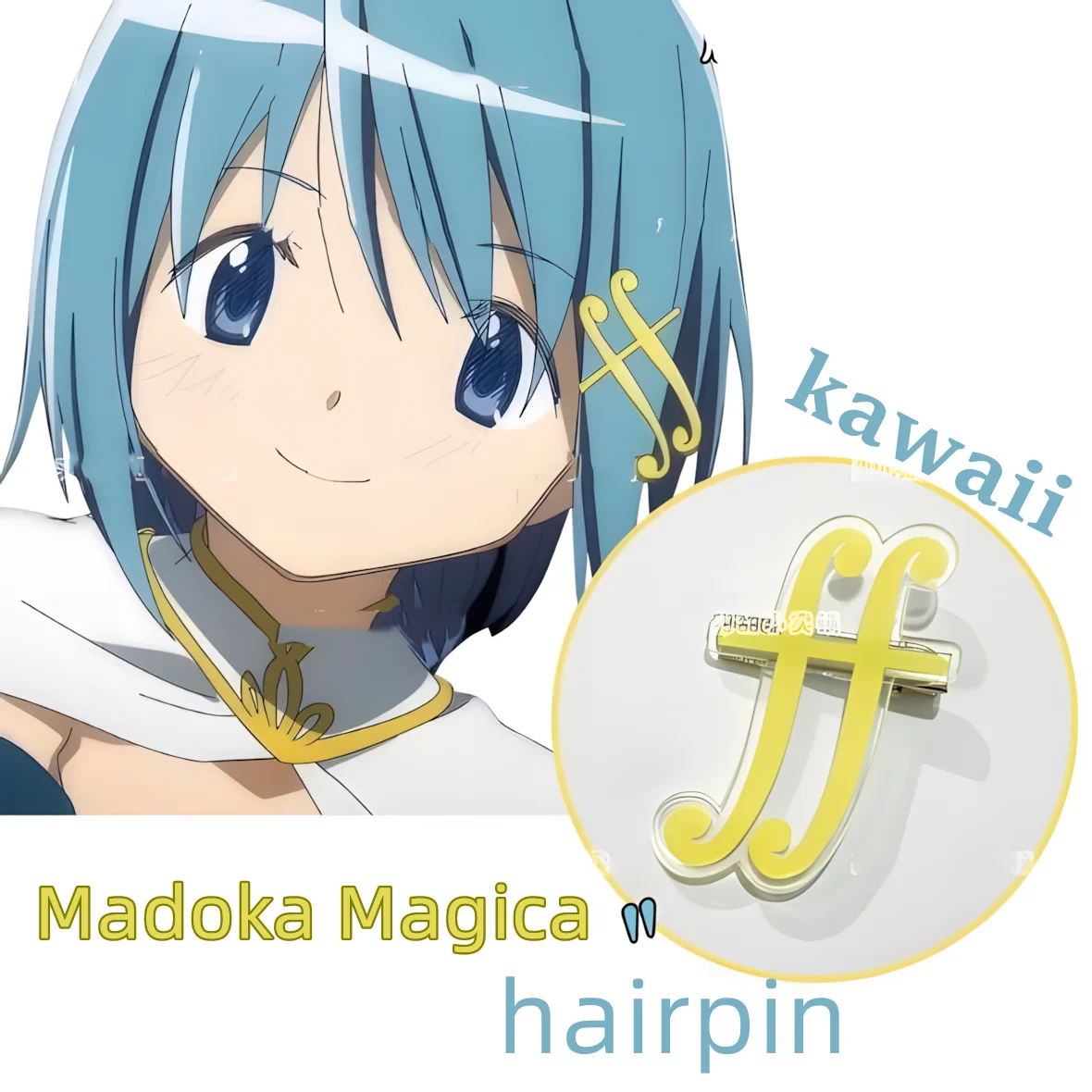 Madoka Magica Cos Hair Accessories Hairpin Cartoon Surrounding Miki Sayaka Same Style Note Issue Card Girl Decorate Jewelry Gift