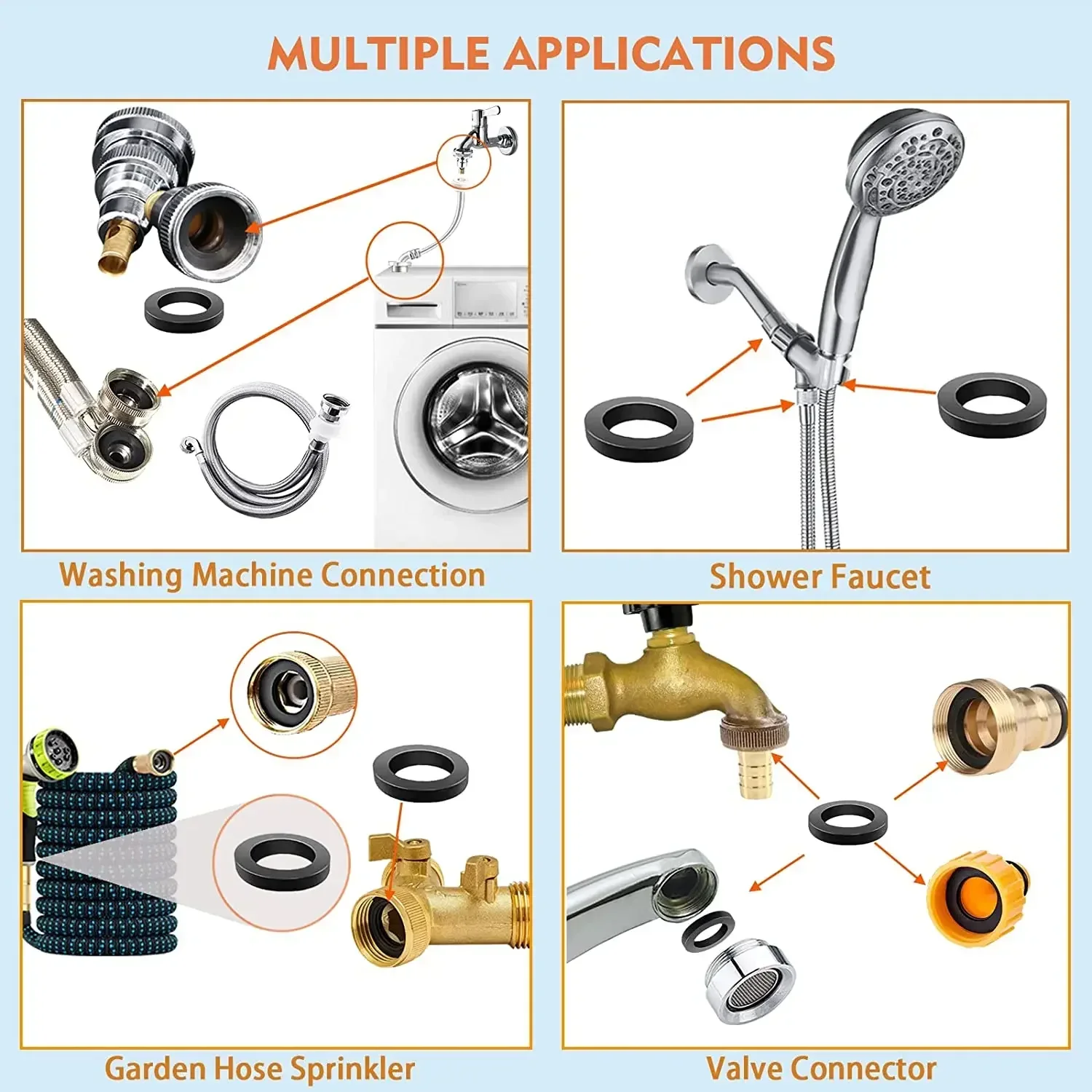 225 pçs kit de sortimento de anel de borracha o arruela juntas vedação 18 tamanhos conjunto de vedação encanamento mecânico reparação de carro fixadores acessório