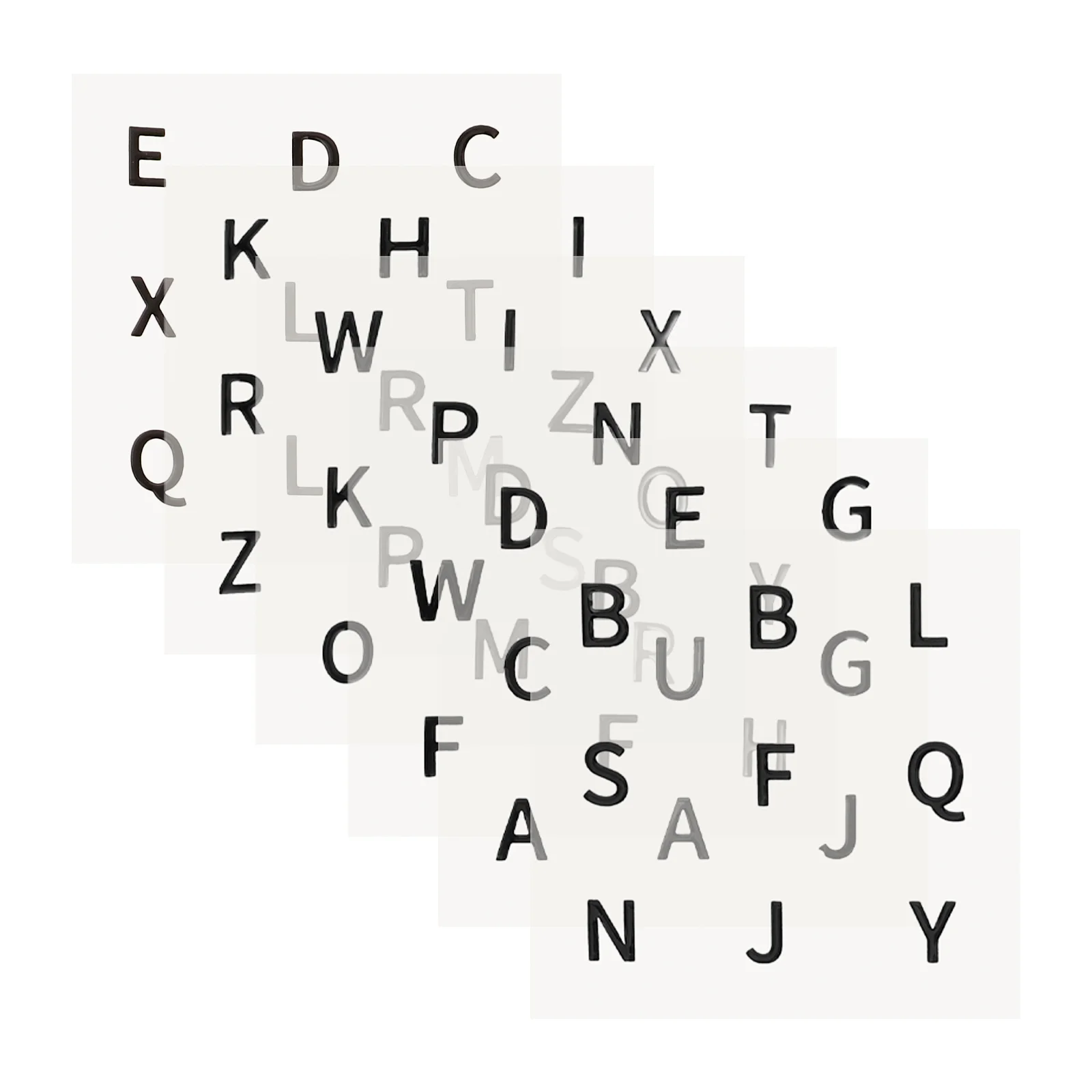 6 أوراق ملصقات سوداء كبيرة شارات أبجدية محدبة لتوصيل الألغاز رؤية معززة لكبار السن والمنخفض #3