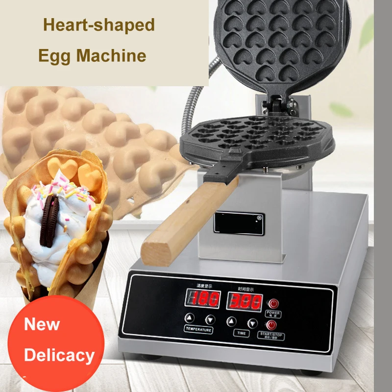 Professional Non-Stick Rotating Electric Digital Heart Shape Egg Bubble Waffle Maker Ice Cream Eggettes Egg Puff Machine