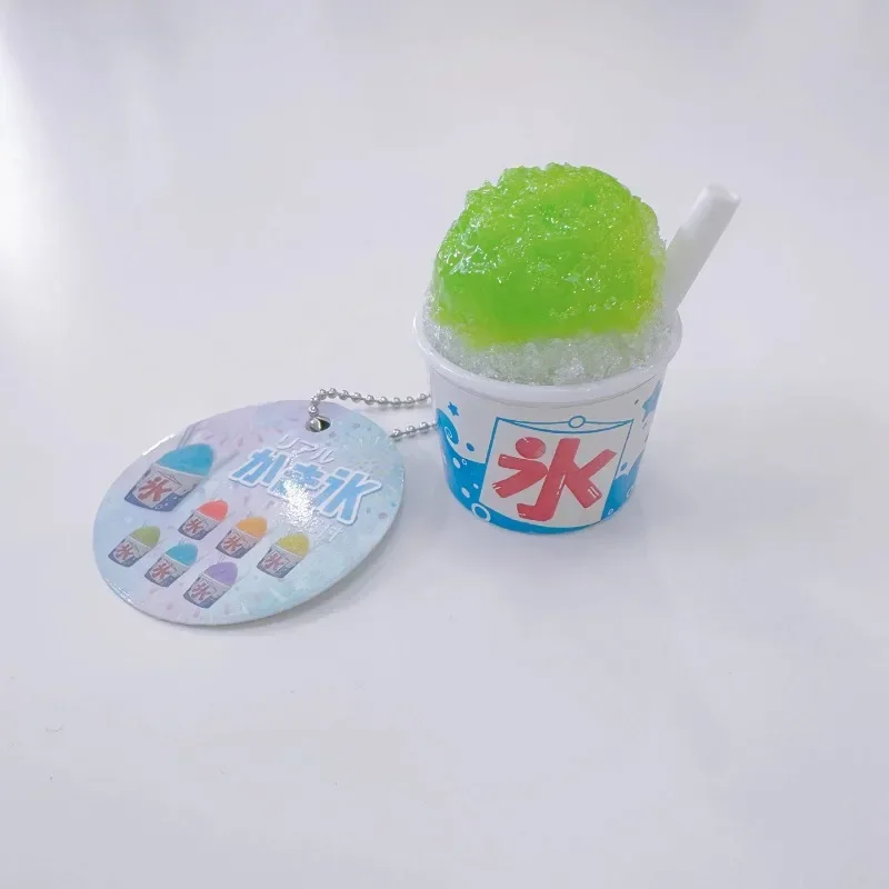 Cute Gashapon Kawaii Figure Anime Miniature Summer Shave Ice Cub Snack Food Keychain Pendant Model Capsule Toys Doll Decor Gift