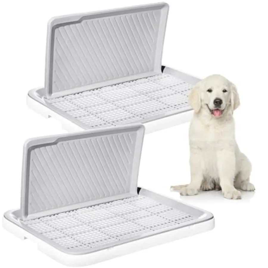 

2 Pcs Dog Potty Toilet with Removable Splash Wall Pet Indoor Dog Mesh Training Toilet Portable Training Pee Pads Holder Litter