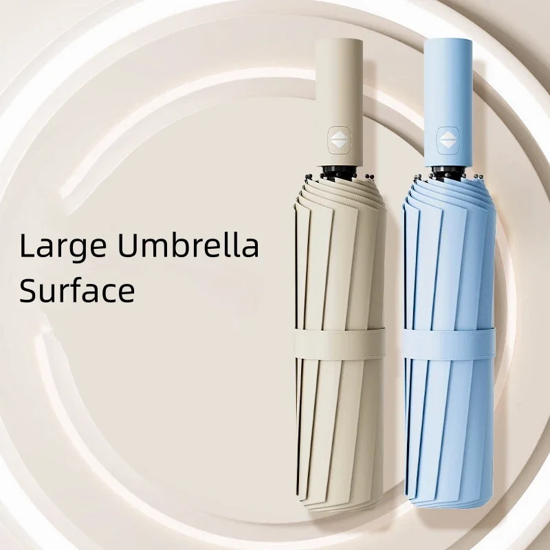 Lightweight Large Umbrella with Logo Strong Frame Adults Easy Auto Open/Close Button Windproof Travel Umbrellas for Storm Rain