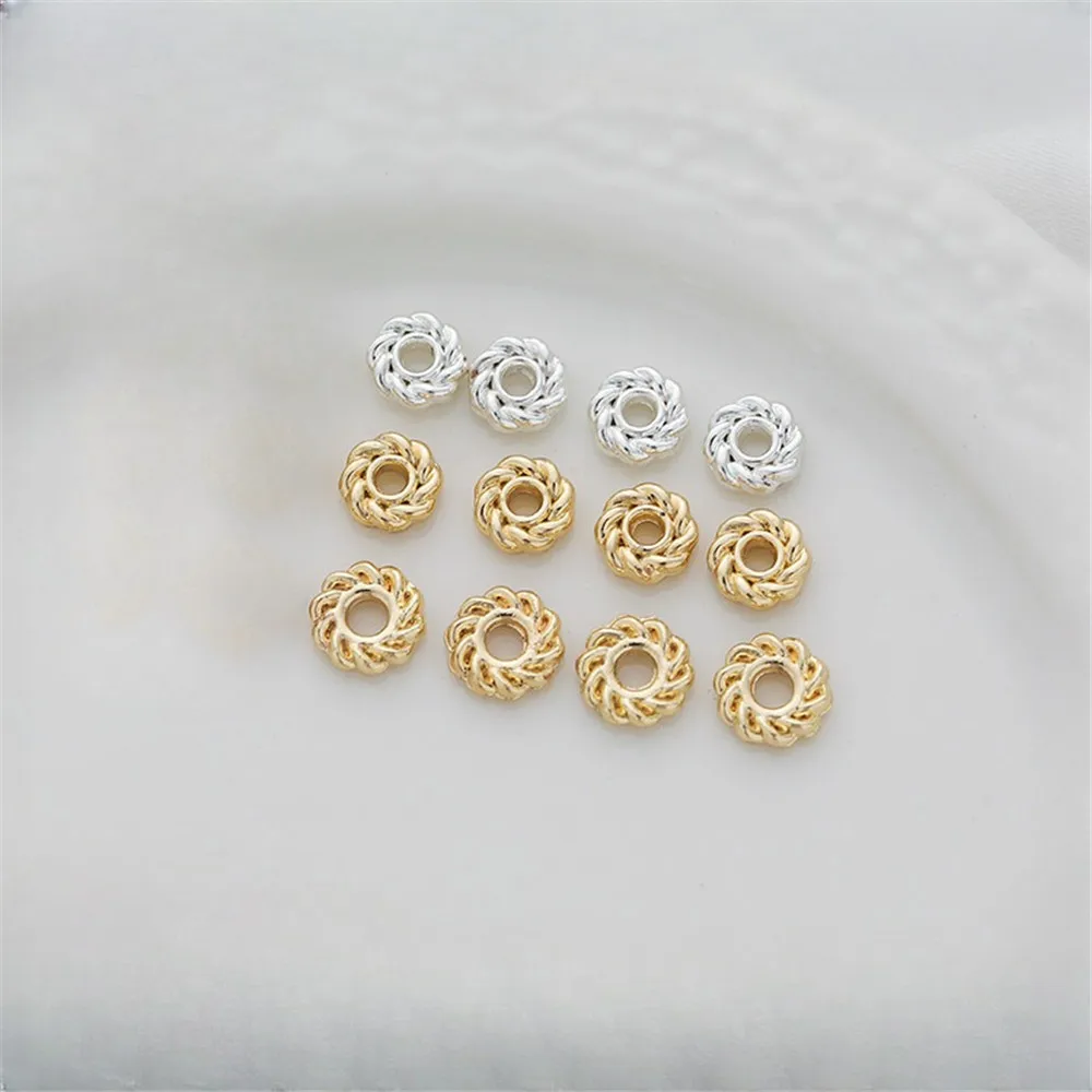 

14K Gold Pneumatic Fire Wheel Fried Dough Spacer, Thread, 6mm, DIY Manual Bead, Loose Bead Accessories