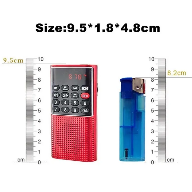 VIKEFON Tragbares Mini-FM-Radio, kabelloser Lautsprecher, MP3-Musik-Player mit Aufnahmefunktion, unterstützt Freisprechfunktion, TF-Karte, USB-Kopfhörerwiedergabe – Detail 31