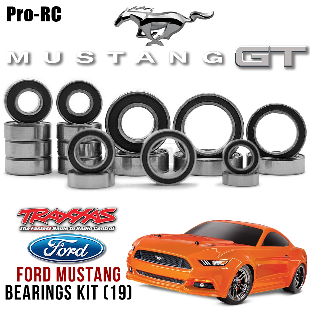 Fits Traxxas 1/10 Ford Mustang GT AWD ON-LOAD Complete Ball Bearing Kit (19Pcs) Rubber Sealed Chrome Steel Upgrade Parts