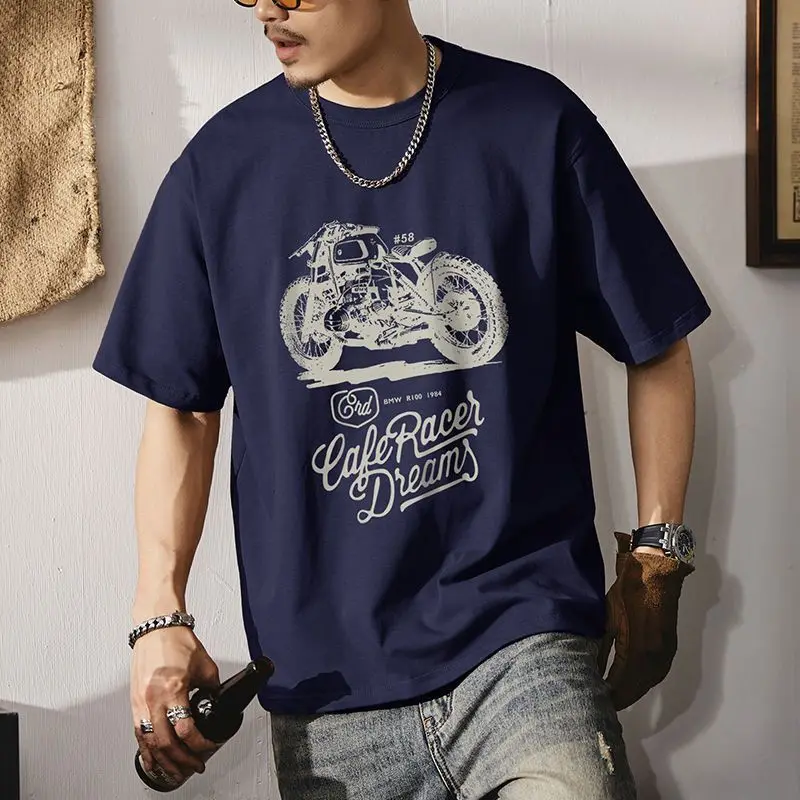 خمر فضفاض عادية قميص مطبوع ريترو الصيف قمصان قصيرة الأكمام ONeck 100% القطن المحملة الشارع الشهير الملابس تي شيرتات عجيبة #4