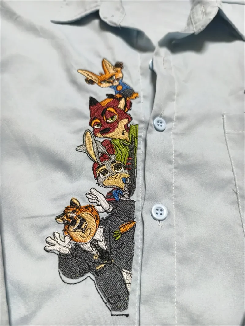 Lente Zomer Nieuw Shirt Creatief Plezier Cartoon Borduren Blouse Amerikaanse Stijl Trendy Casual Shirt Dames Dame